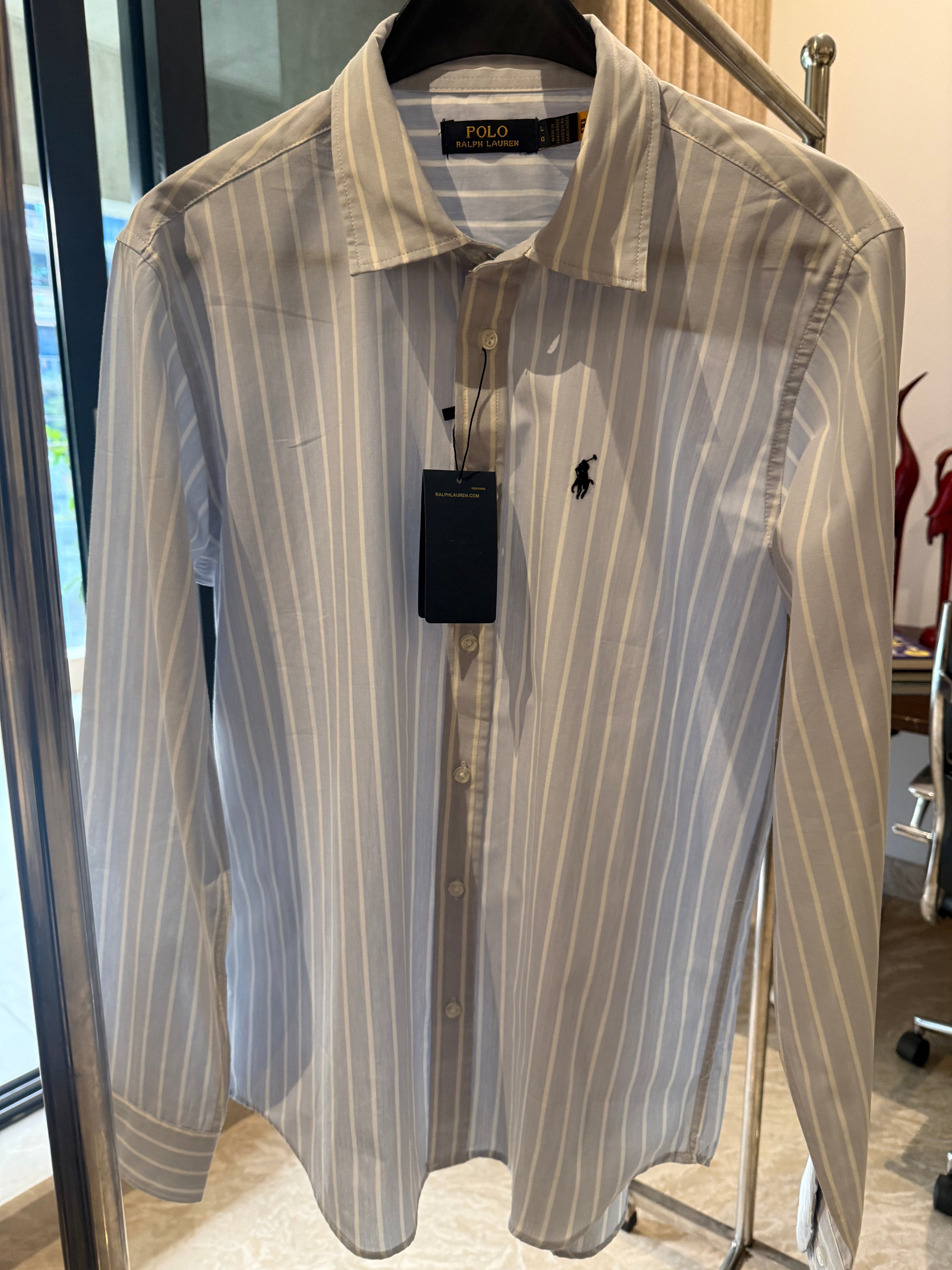 Ralph Lauren Oxford Cotton Shirt, White Strip