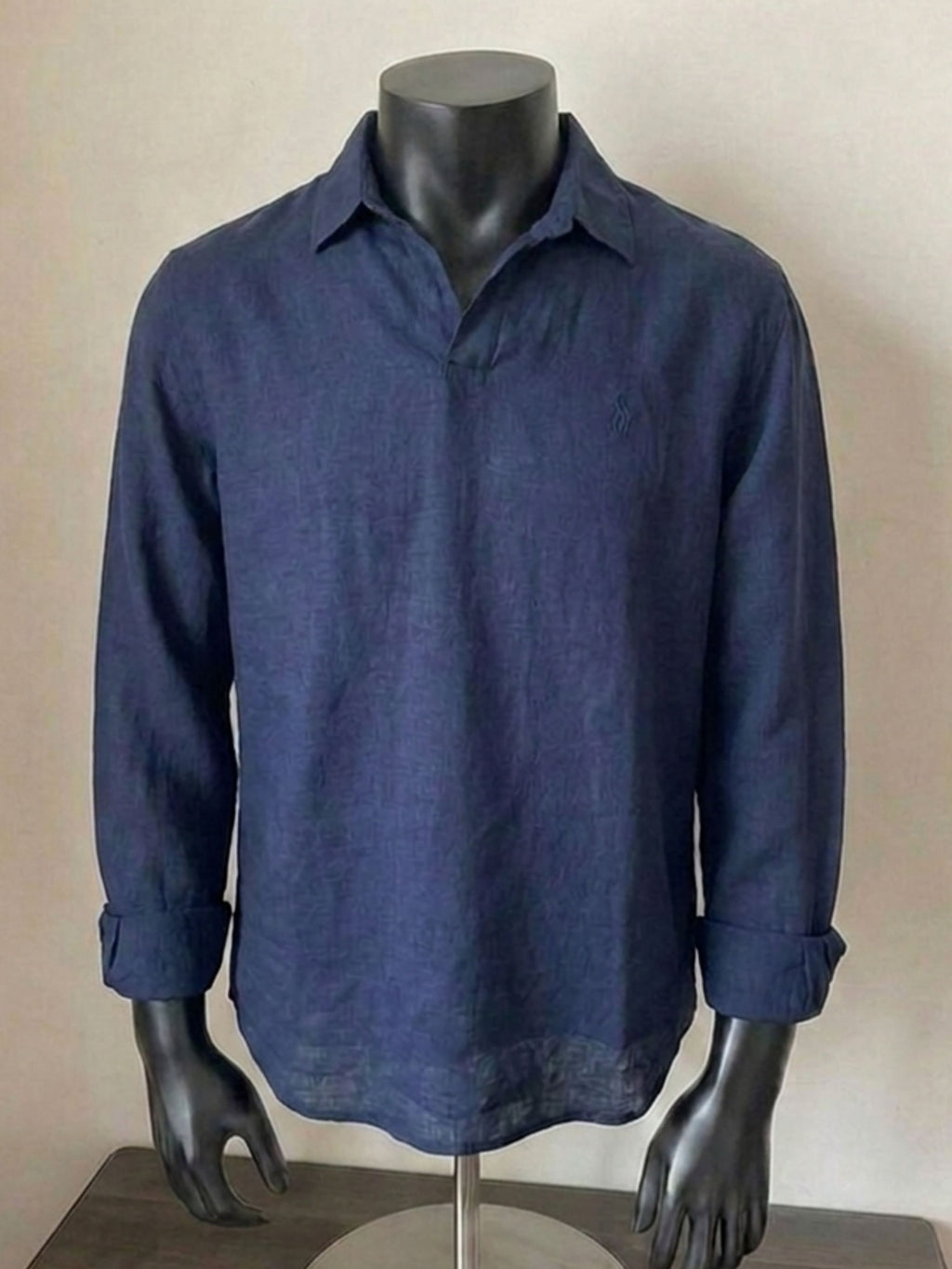 Ralph Lauren Linen/Remi Johnny Collar Shirt, Navy