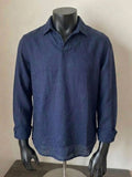 Ralph Lauren Linen/Remi Johnny Collar Shirt, Navy