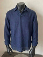 Ralph Lauren Linen/Remi Johnny Collar Shirt, Navy