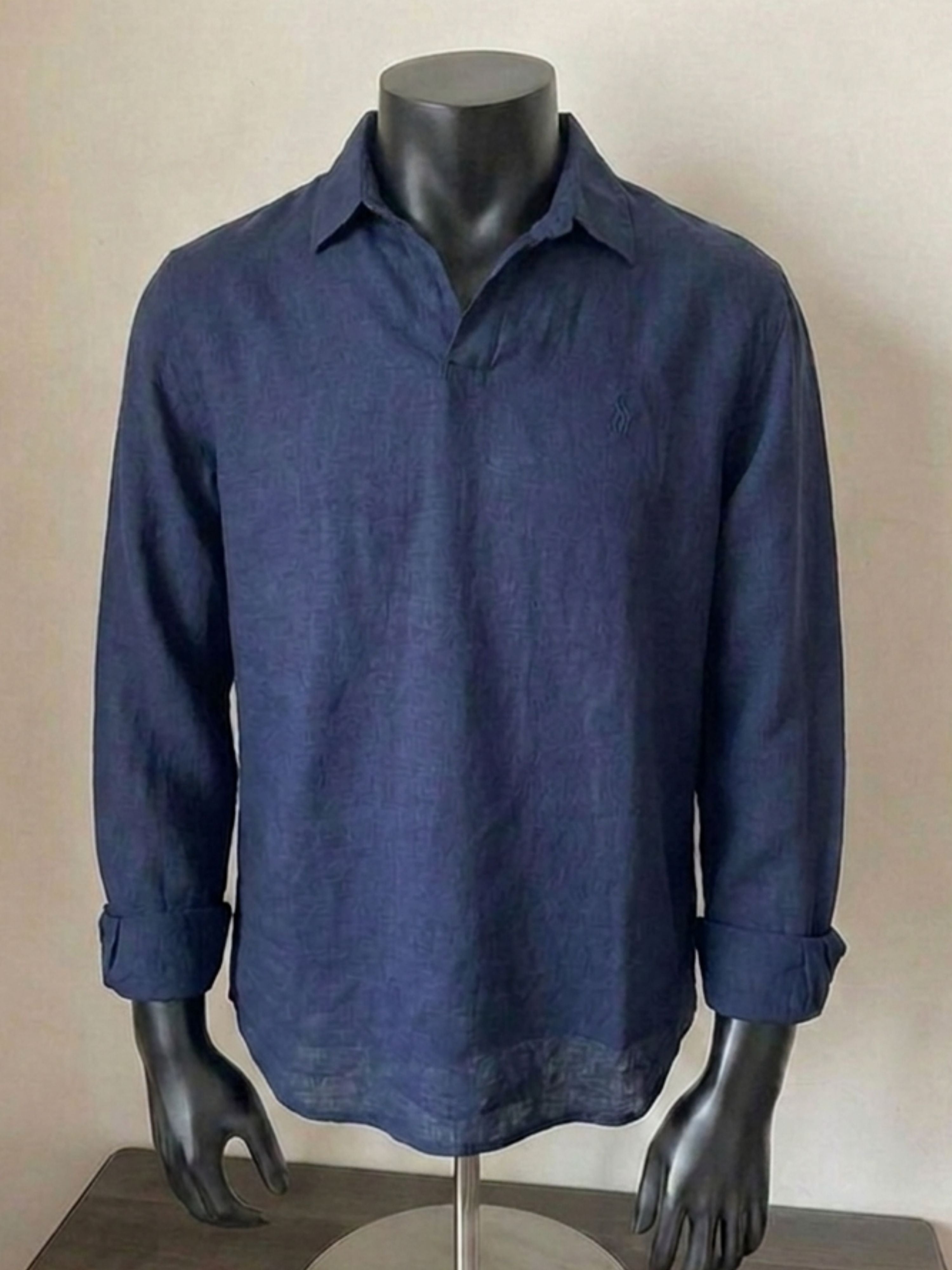 Ralph Lauren Linen/Remi Johnny Collar Shirt, Navy