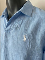 Ralph Lauren Linen/Remi Johnny Collar Shirt, Blue