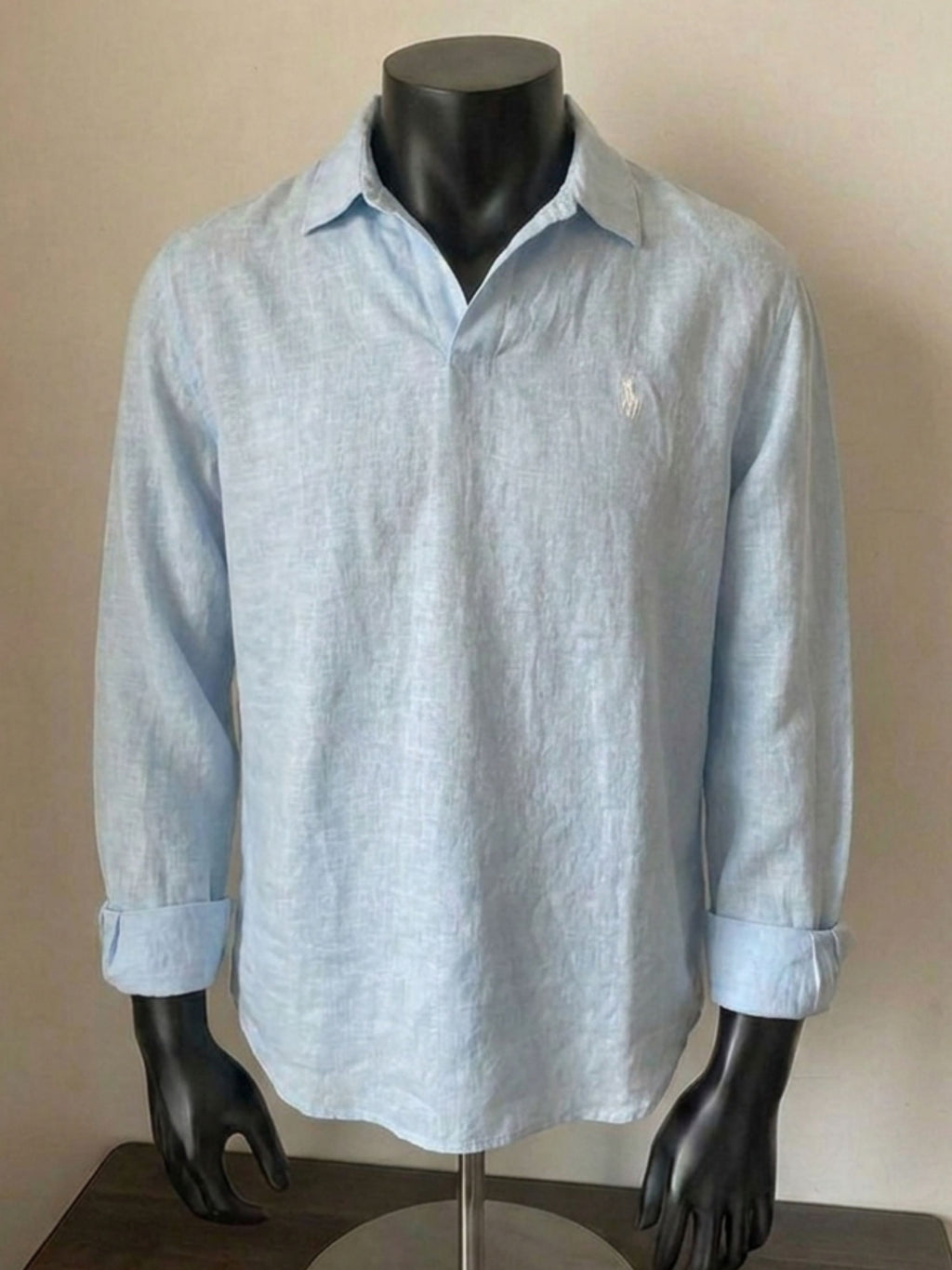 Ralph Lauren Linen/Remi Johnny Collar Shirt, Sky