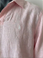 Ralph Lauren Linen/Remi Johnny Collar Shirt, Pink