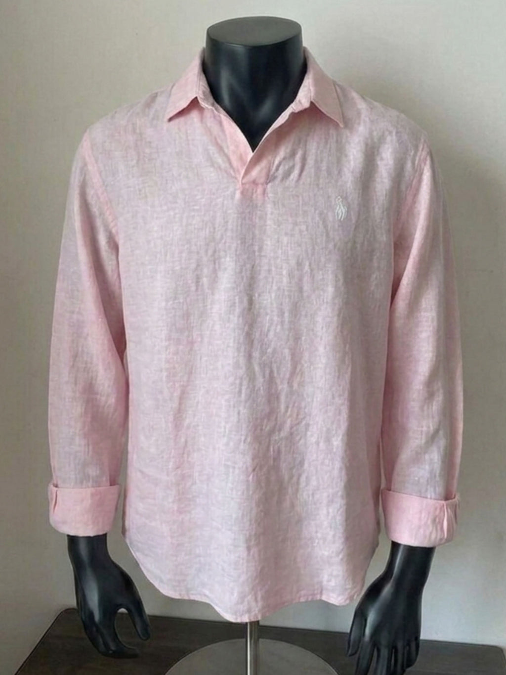 Ralph Lauren Linen/Remi Johnny Collar Shirt, Pink