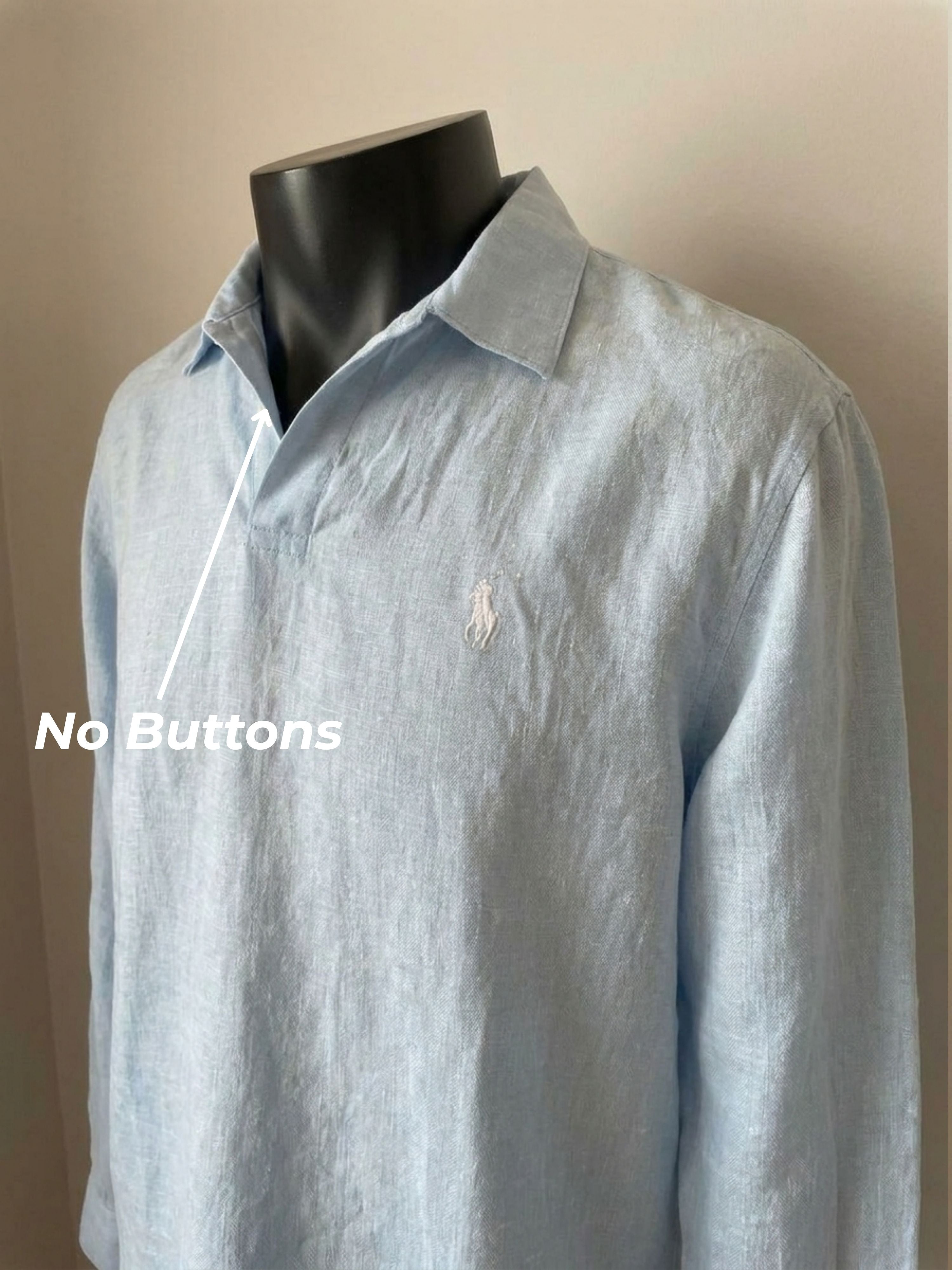 Ralph Lauren Linen/Remi Johnny Collar Shirt, Sky