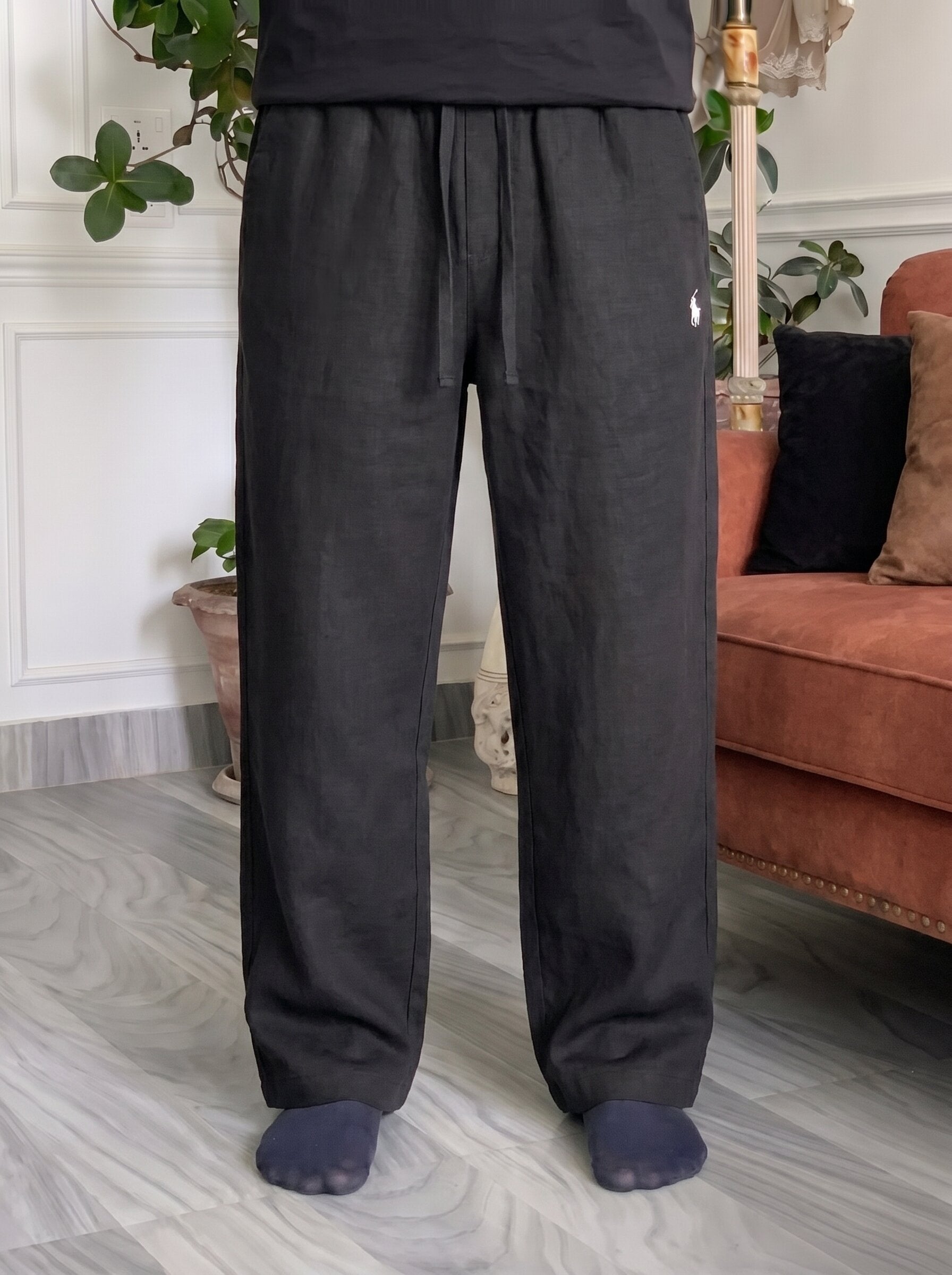 Ralph Lauren Relaxed Remi/Linen Trousers, Black