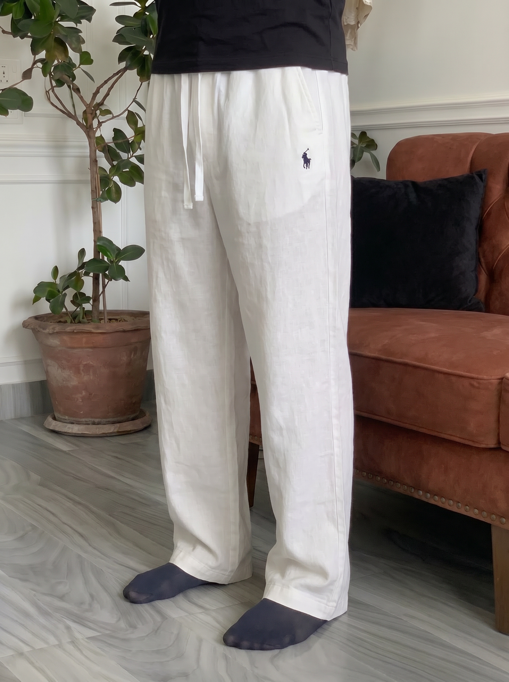 Ralph Lauren Relaxed Remi/Linen Trousers, White
