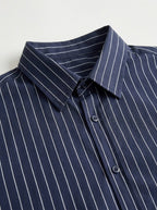 Zara Boxy Fit Poplin Striped Shirt, Navy