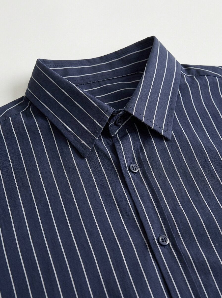 Zara Boxy Fit Poplin Striped Shirt, Navy