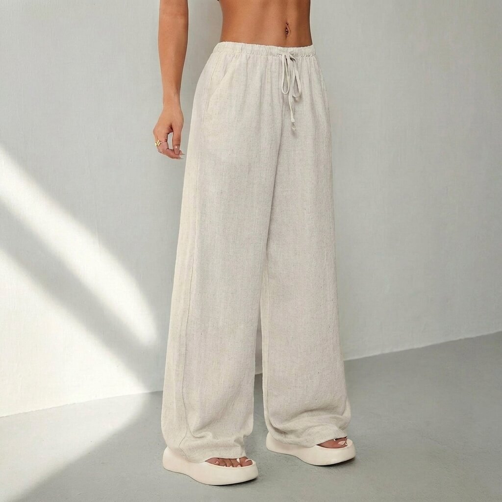 Élan Women's Wide Leg Pants, Beige