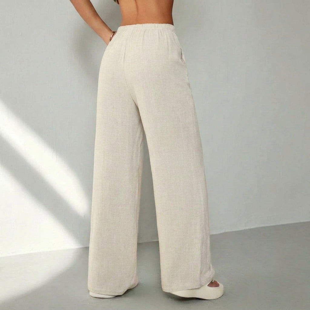 Élan Women's Wide Leg Pants, Beige