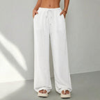 Élan Women's Wide Leg Pants, White