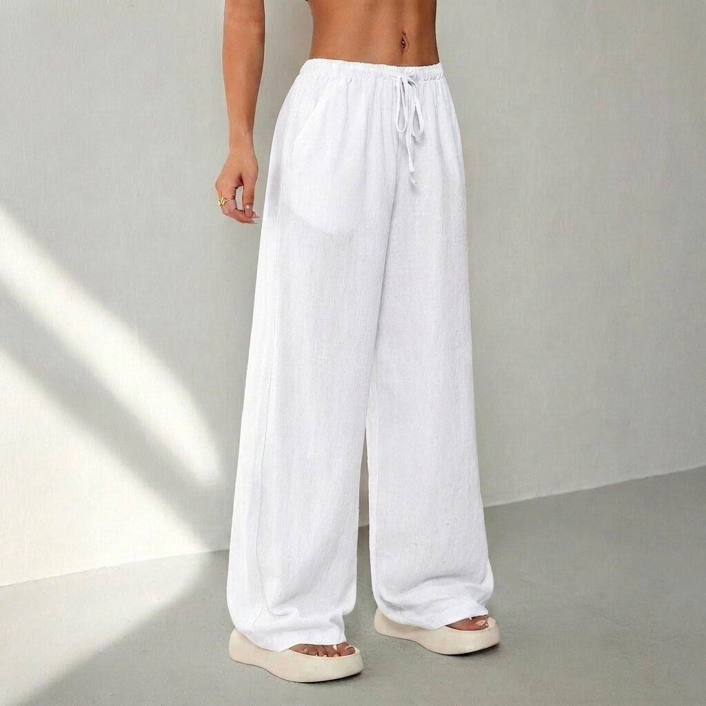 MUSERO Women's Wide Leg Pants, White