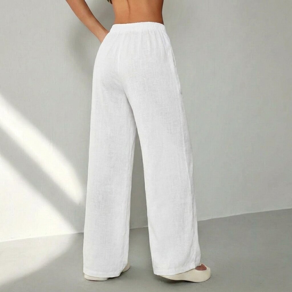 MUSERO Women's Wide Leg Pants, White