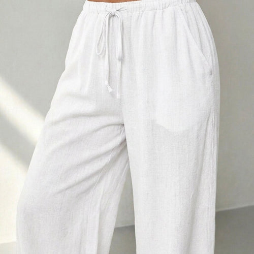 MUSERO Women's Wide Leg Pants, White