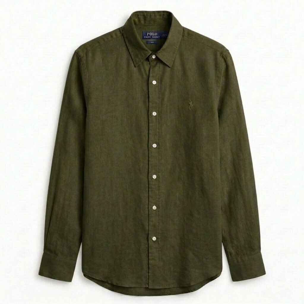 Ralph Lauren 100% French Linen Vintage Shirt, Olive