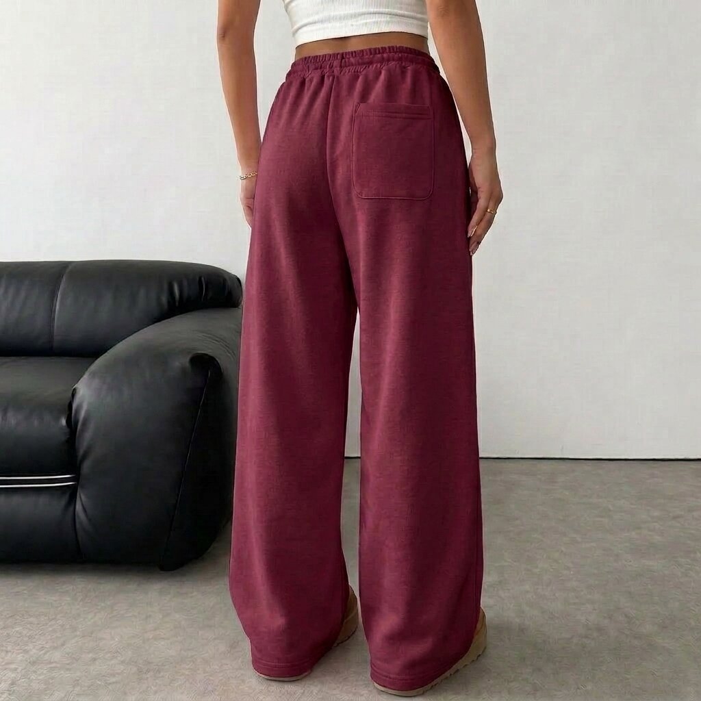 Ralph Lauren Women's Baggy Wide Leg Pants, Maroon