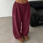 Ralph Lauren Women's Baggy Wide Leg Pants, Maroon
