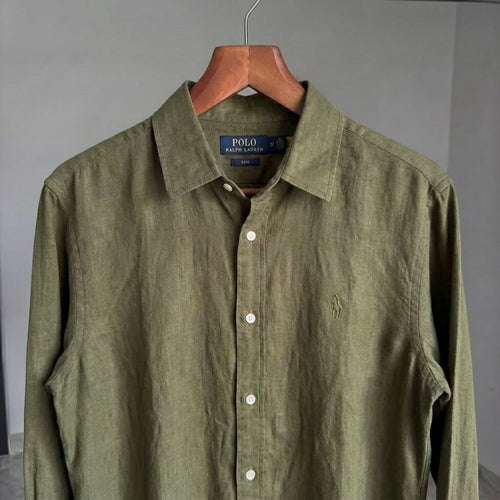 Ralph Lauren 100% French Linen Vintage Shirt, Olive