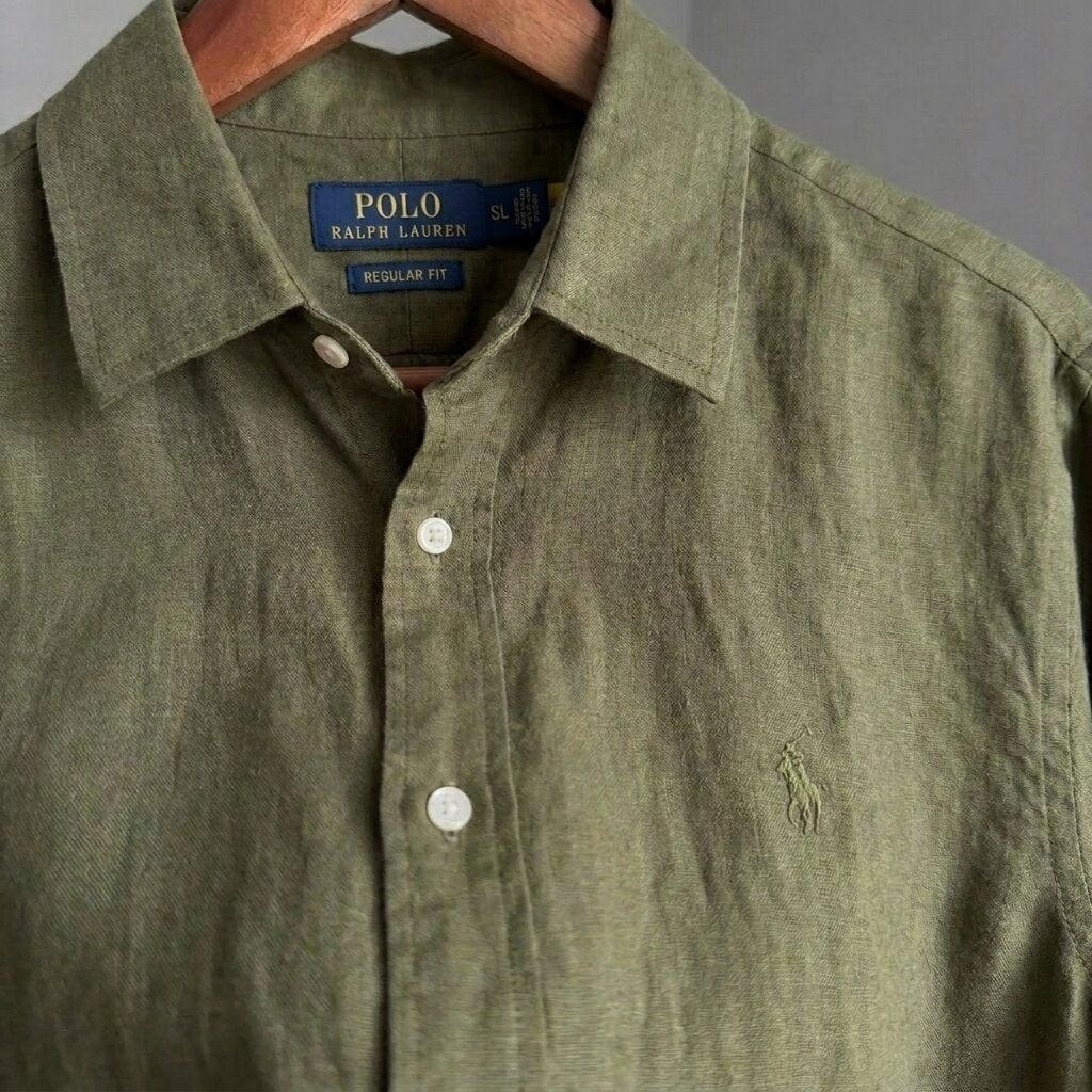 Ralph Lauren 100% French Linen Vintage Shirt, Olive