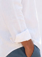 Ralph Lauren Linen/Remi Johnny Collar Shirt, White