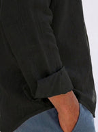 Ralph Lauren Linen/Remi Johnny Collar Shirt, Black