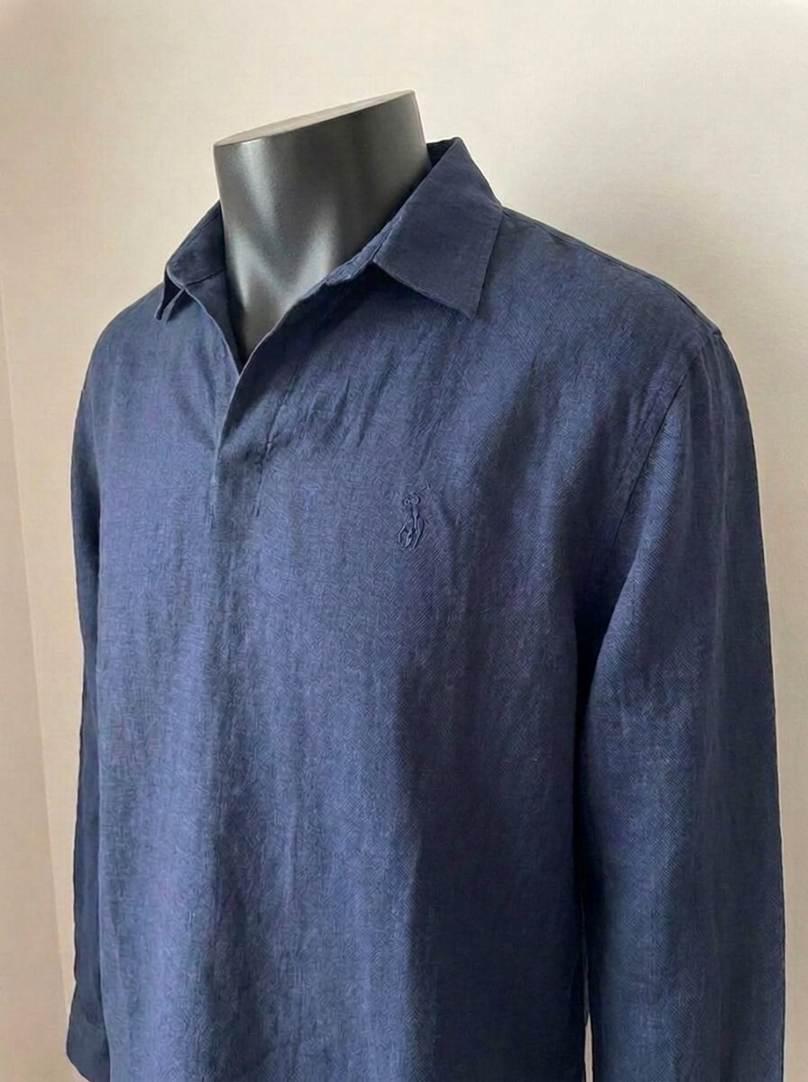 Ralph Lauren Linen/Remi Johnny Collar Shirt, Navy