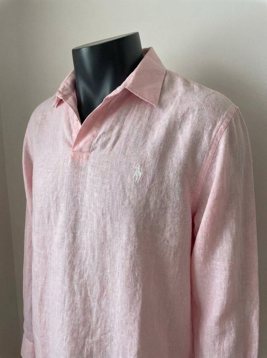 Ralph Lauren Linen/Remi Johnny Collar Shirt, Pink