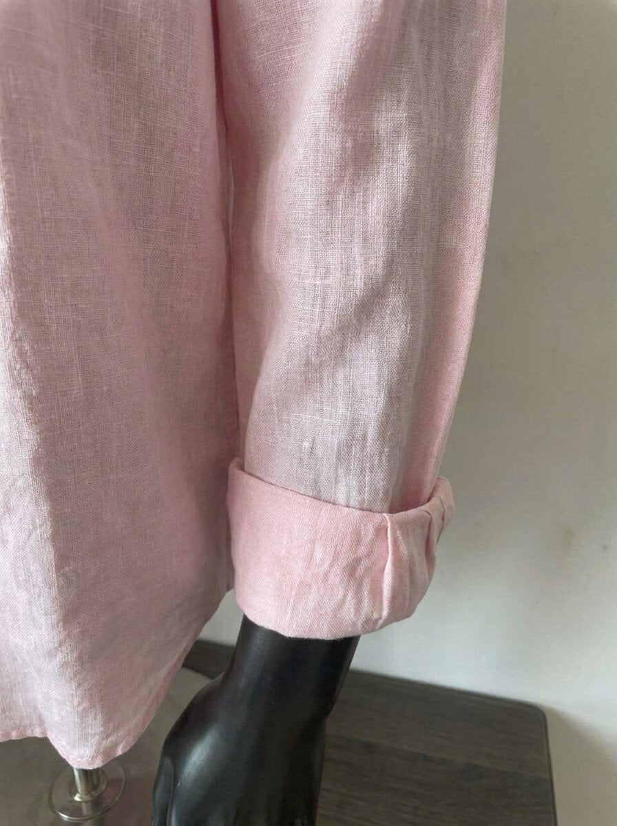 Ralph Lauren Linen/Remi Johnny Collar Shirt, Pink