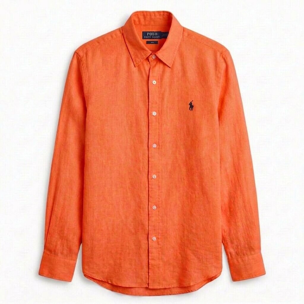 Ralph Lauren 100% French Linen Vintage Shirt, Orange