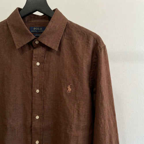 Ralph Lauren 100% French Linen Vintage Shirt, Brown