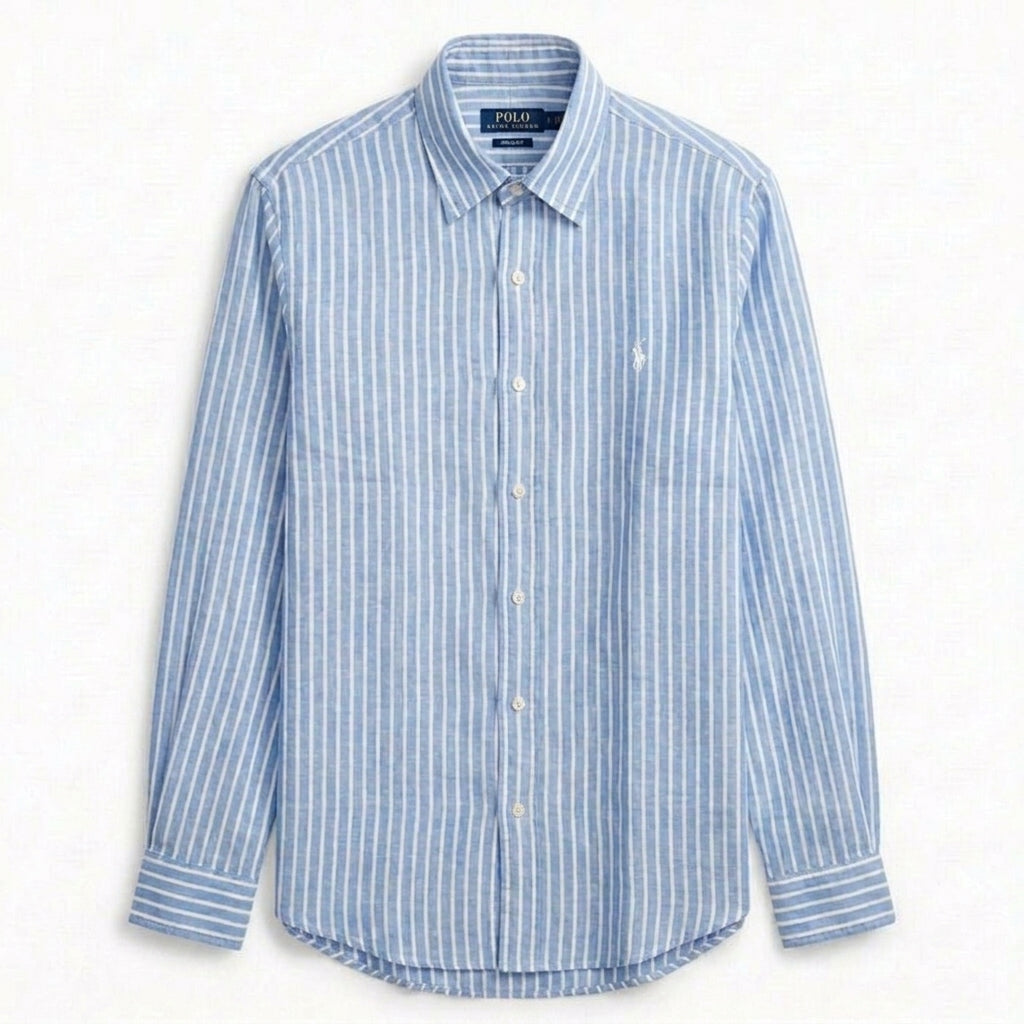 Ralph Lauren Remi/Linen Blend Vintage Shirt, Sky Striped