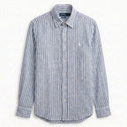 Ralph Lauren Remi/Linen Blend Vintage Shirt, Blue Striped