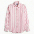 Ralph Lauren 100% French Linen Vintage Shirt, Pink Striped
