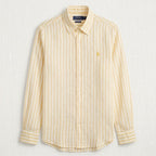 Ralph Lauren 100% French Linen Vintage Shirt, Yellow Striped