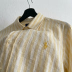 Ralph Lauren 100% French Linen Vintage Shirt, Yellow Striped