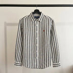 Ralph Lauren 100% French Linen Vintage Shirt, Dark Blue Striped