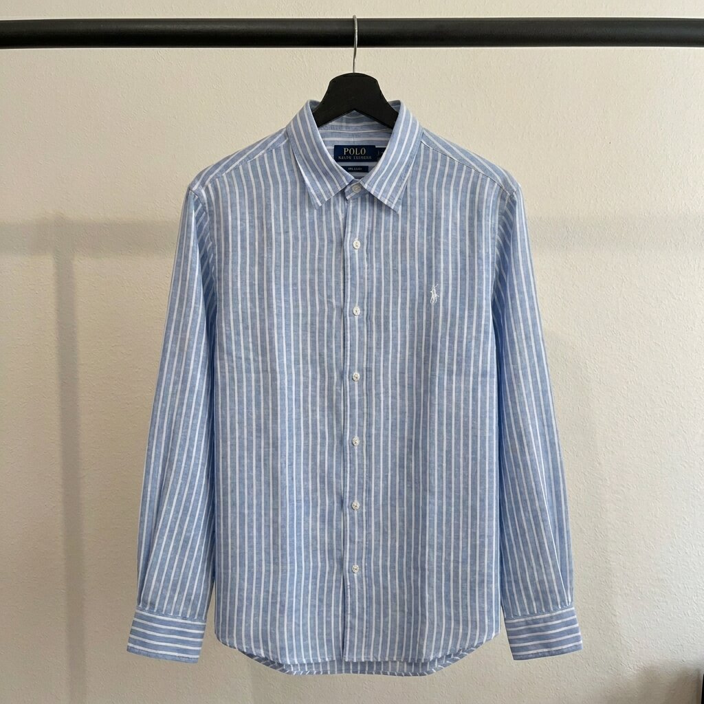 Ralph Lauren Remi/Linen Blend Vintage Shirt, Sky Striped