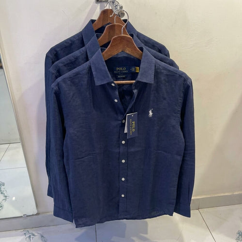 Ralph Lauren 100% French Linen Vintage Shirt, Navy