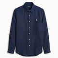 Ralph Lauren 100% French Linen Vintage Shirt, Navy