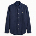 Ralph Lauren 100% French Linen Vintage Shirt, Navy