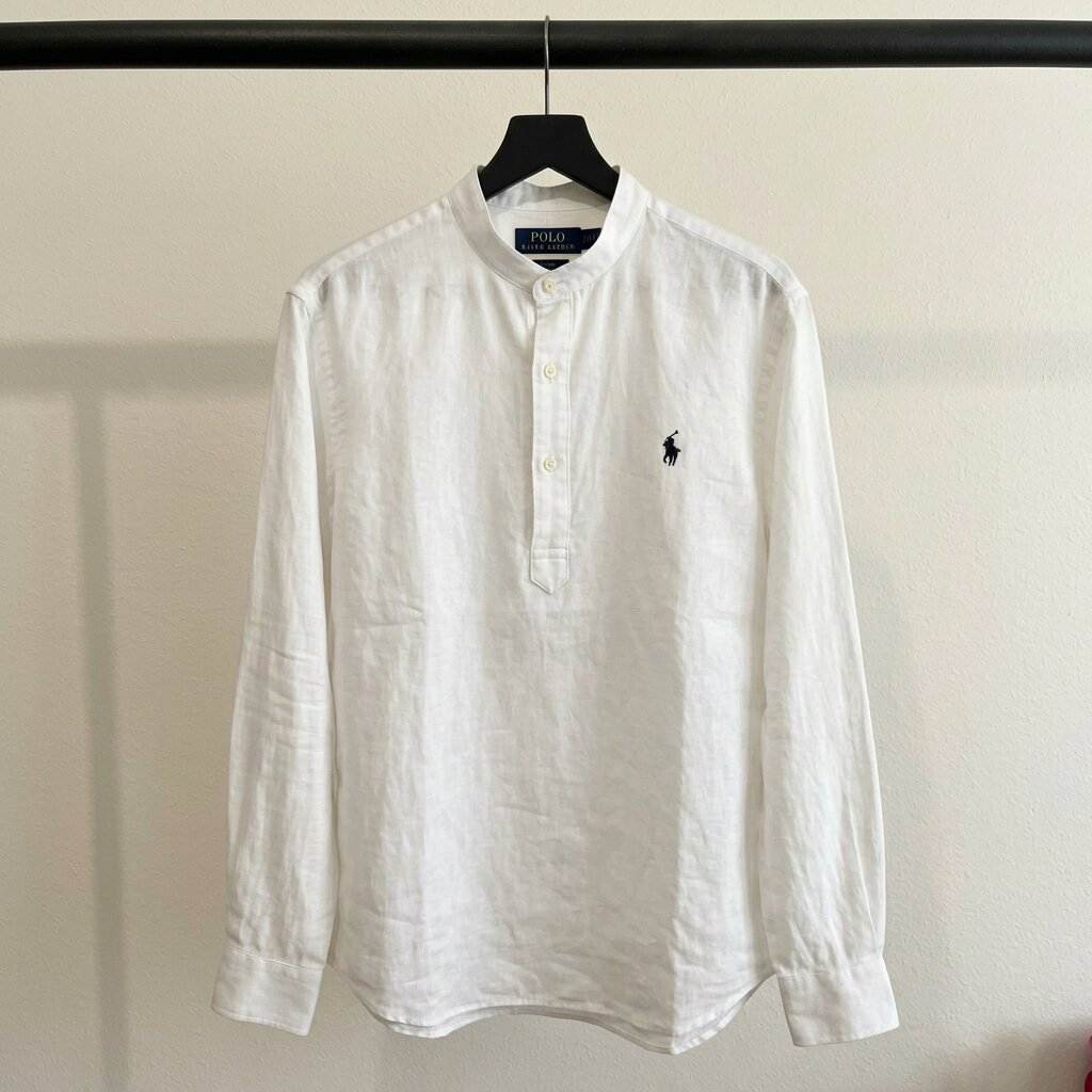 Ralph Lauren Linen/Remi Half Button Shirt, White