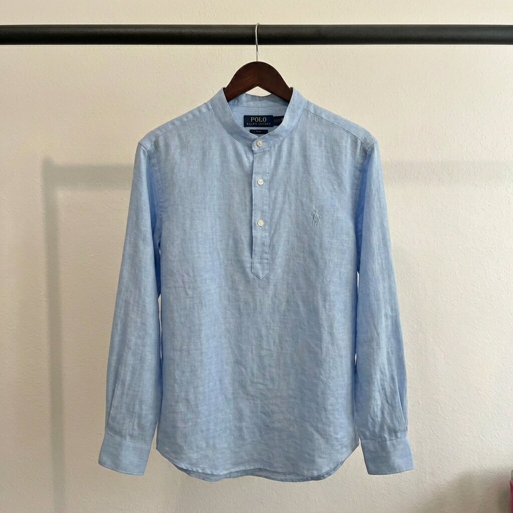 Ralph Lauren Linen/Remi Half Button Shirt, Sky