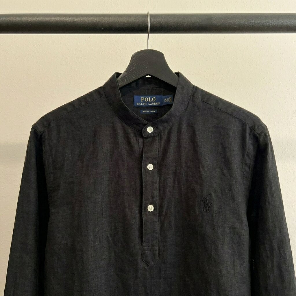 Ralph Lauren Linen/Remi Half Button Shirt, Black
