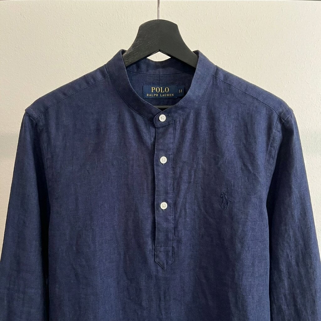 Ralph Lauren Linen/Remi Half Button Shirt, Navy