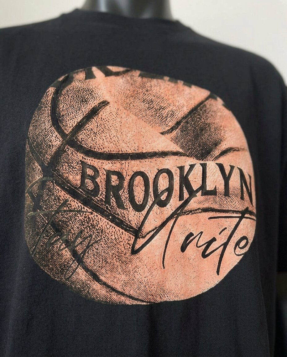 Brooklyn Basketball Drop Shoulder Tee, Black