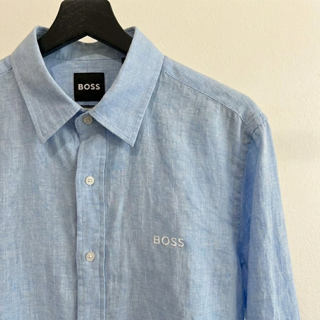 Hugo Boss 100% Linen Vintage Shirt, Sky