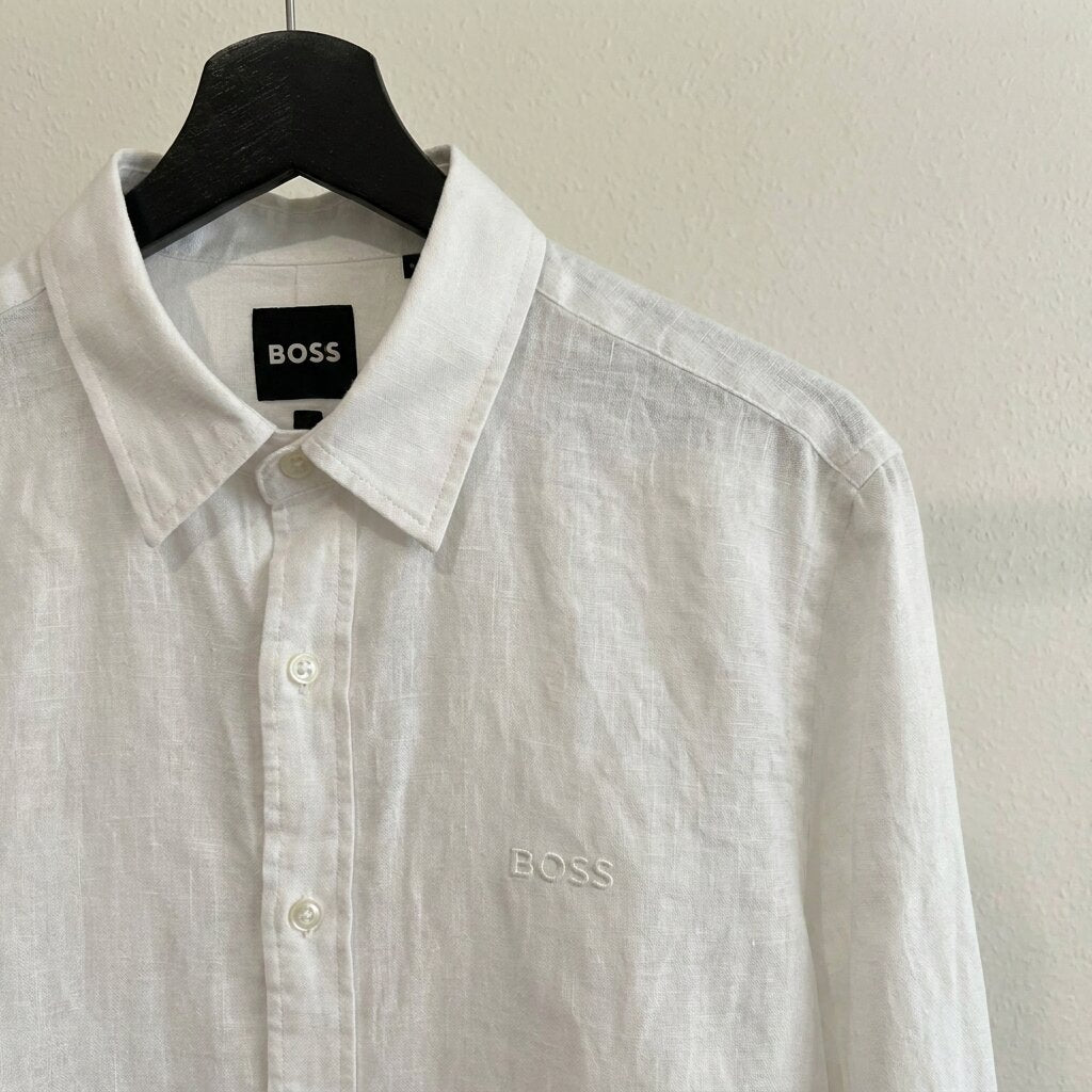 Hugo Boss 100% Linen Vintage Shirt, White