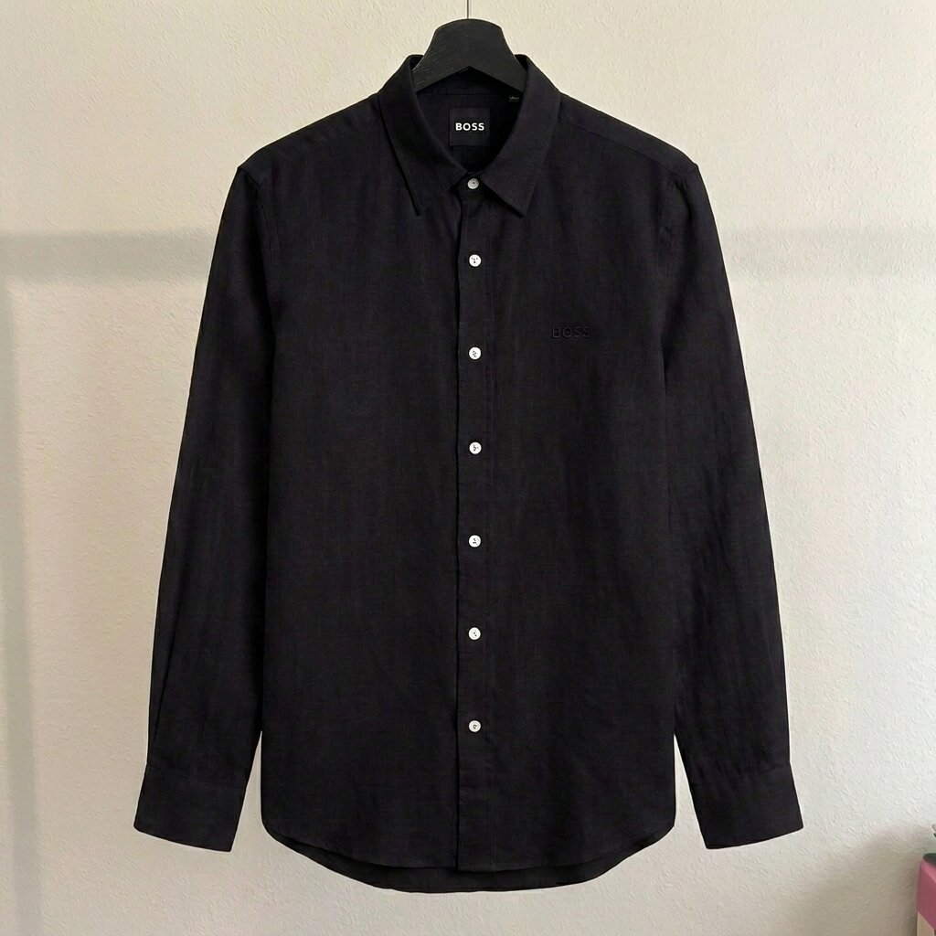 Hugo Boss 100% Linen Vintage Shirt, Black